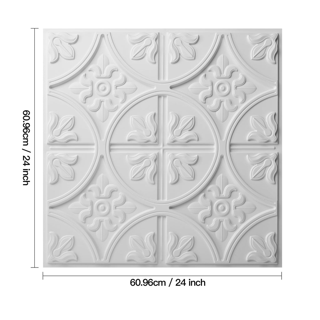 Art3d Drop Ceiling Tiles 24x24in. (12-Pack, 48 Sq.ft), Wainscoting Panels Glue Up 2ft x 2ft for Interior Décor in Living Room, Bedroom & Office, Star Black