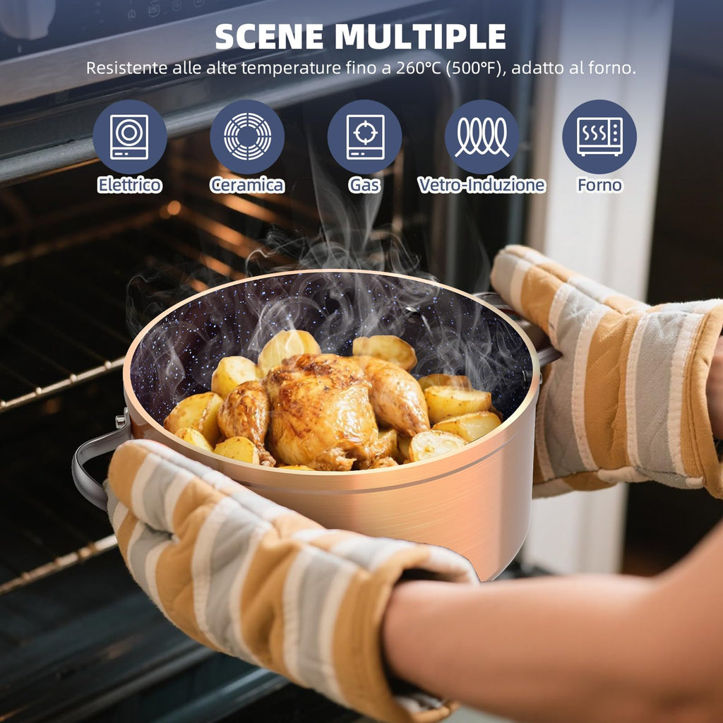 Nuwave Healthy Duralon Blue Ceramic Nonstick Cookware Set, Diamond Infused Scratch-Resistant, PFAS Free, Dishwasher & Oven Safe, Induction Ready & Evenly Heats, Tempered Glass Lids & Stay-Cool Handles