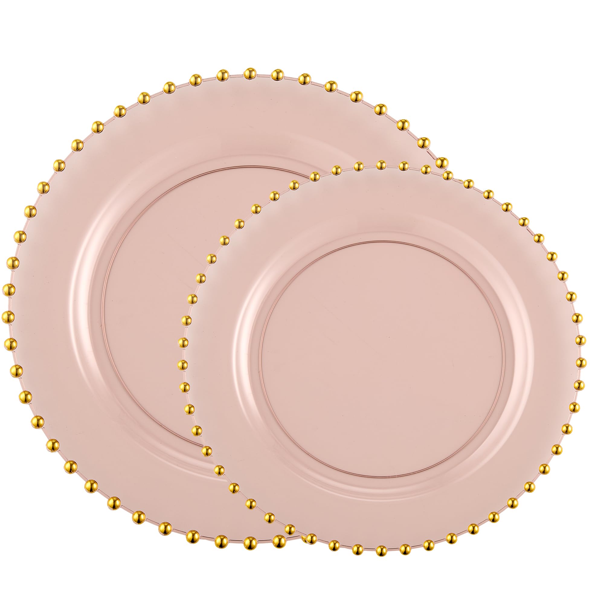 PLASTICPRO 32 Piece Combo Plastic Dinner Plates Disposable Plastic Fancy Heavy Duty Party Dishes 7 inch and 10 inch, Black and Gold Beaded
