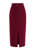 PRETTYGARDEN Corduroy Skirt Women Fall Midi Pencil Skirts | High Waisted Fashion Bottoms, Trendy Front Slit, Pockets, Comfy Dressy Clothes for Winter Casual Outings, Date Nights & Work