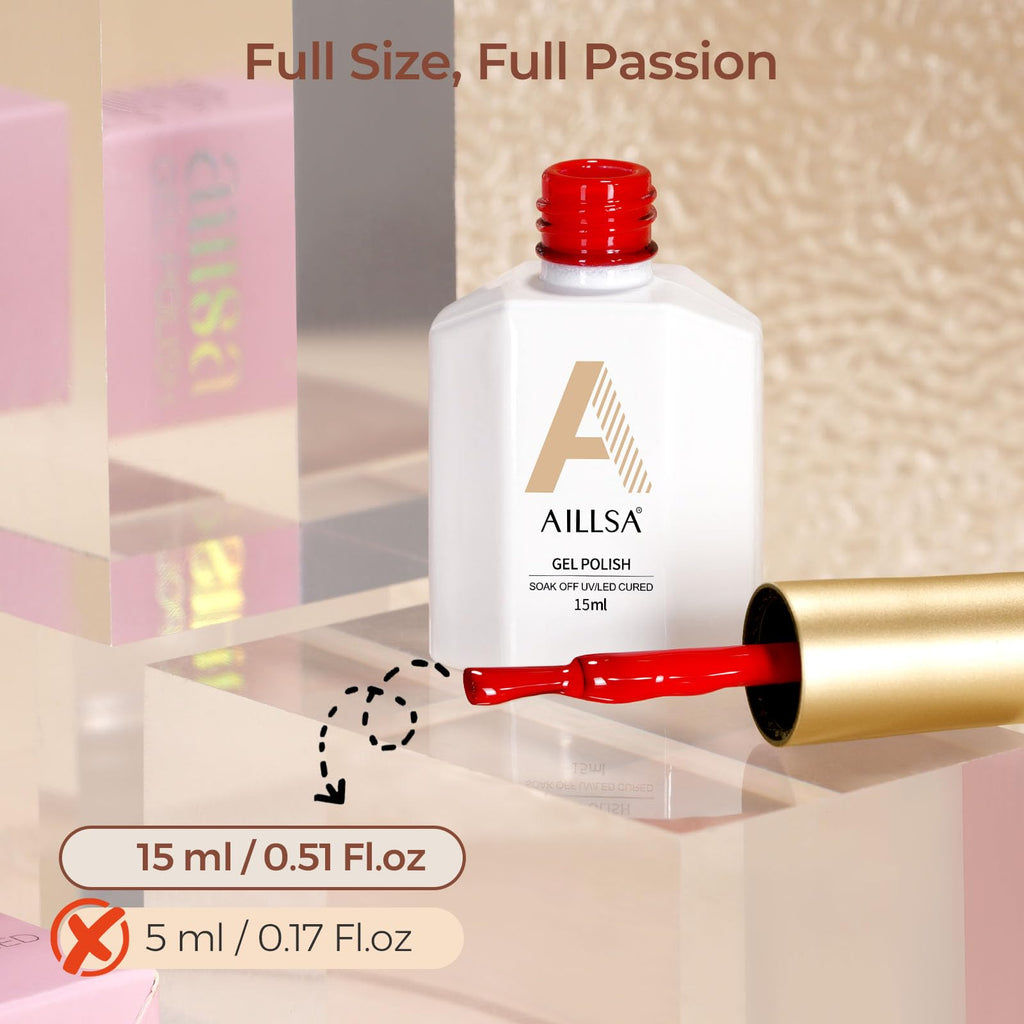 AILLSA Red Gel Nail Polish Ruby Red Gel Polish Bright Rose Color Polish Apple Candy Nails Long Lasting Soak Off U V Gels Nail Polish Nail Art Manicure Salon at Home 0.51 Fl Oz