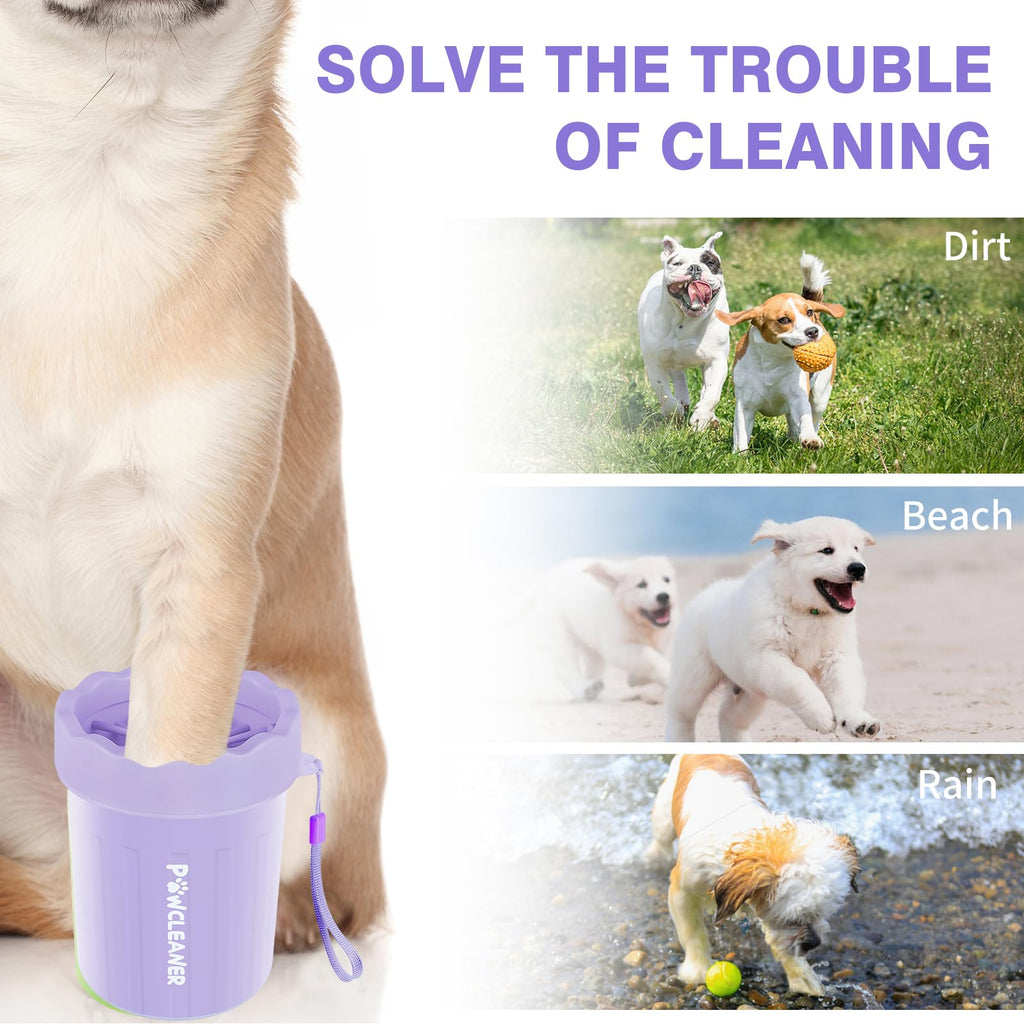 Professional 7 in 1 Dog Paw Cleaner for Dogs & Cats - Includes 1 Portable Paw Washer, 1 Bath Brush, 2 Dog Toothbrushes and 3 Absorbent Towels Note: Fits Paws up to 2 Inches Wide (Small, Black)