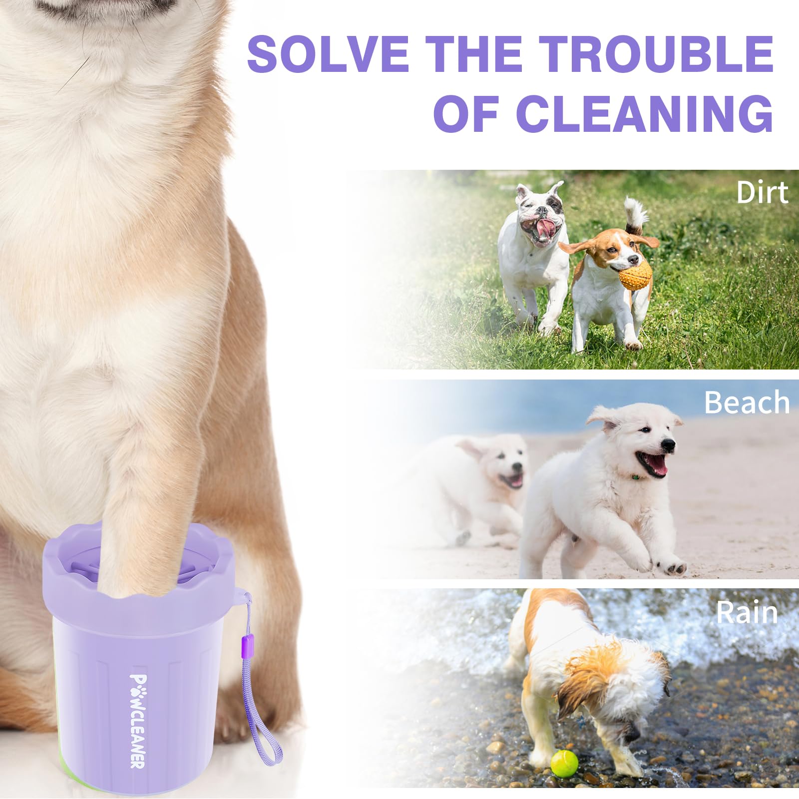 Professional 7 in 1 Dog Paw Cleaner for Dogs & Cats - Includes 1 Portable Paw Washer, 1 Bath Brush, 2 Dog Toothbrushes and 3 Absorbent Towels Note: Fits Paws up to 2 Inches Wide (Small, Black)