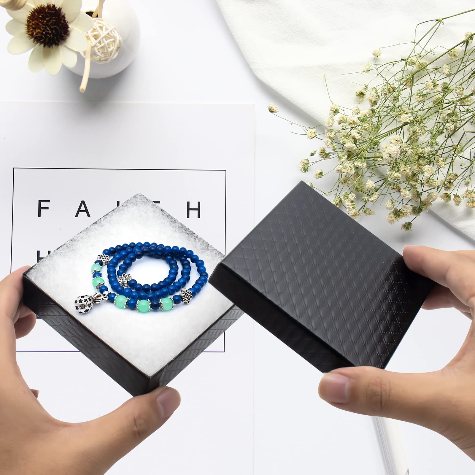 Cardboard Jewelry Black Gift Boxes 20 Pack3.5×3.5×1 inches, its apply to displaying necklaces, rings, bracelets, earrings