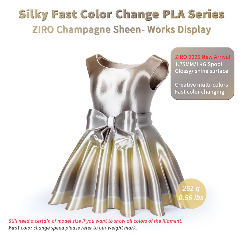 ZIRO Fast Color Change PLA, 1.75mm Color Gradient Filament, Glossy Rainbow PLA Filaments, Fit Most 3D Printer Pen, Shiny Surface 1KG/2.2lbs Spool, Aqua Sky (Silk)