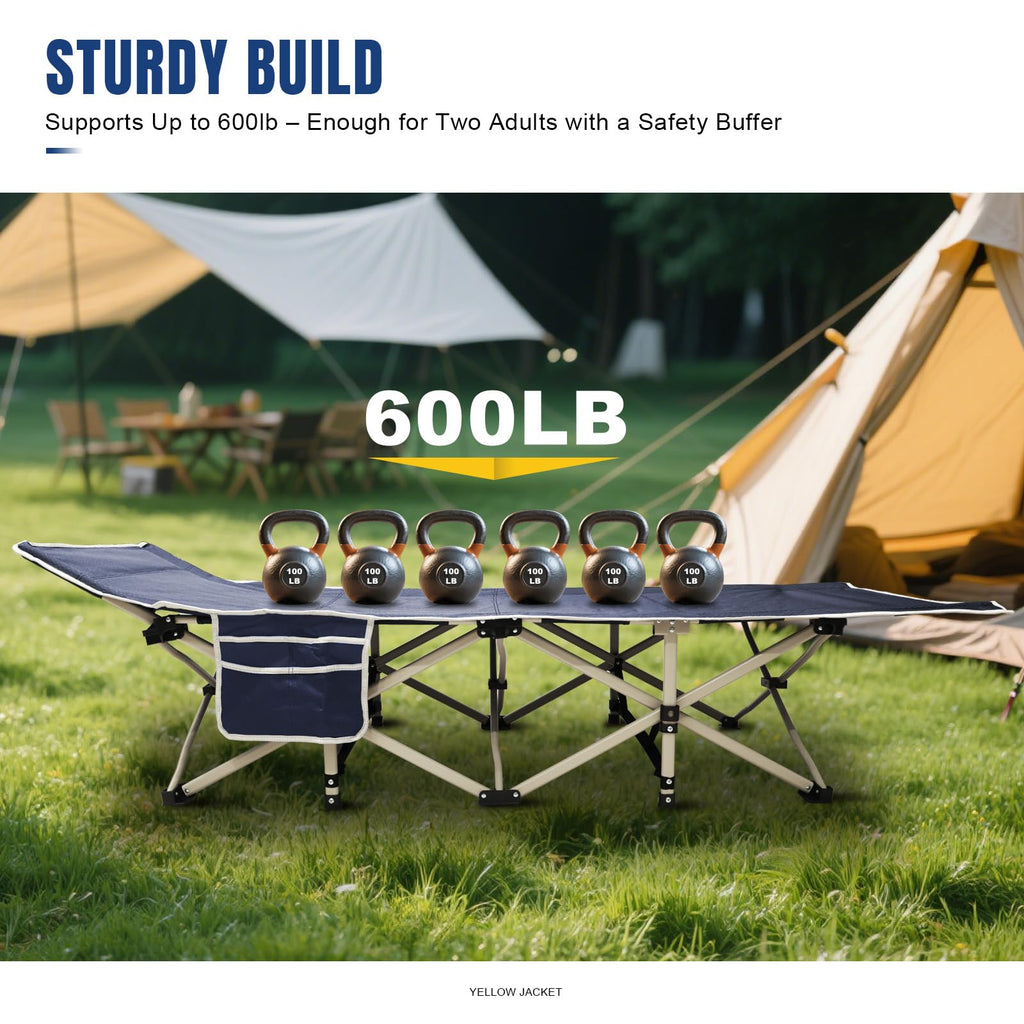 YELLOW JACKET Camping Cot with Mattress for Adults, Folding Sleeping Cot 600lbs Max Load, Portable Camping Cot with Carry Bag, 28" Wide Cot for Camping, Home,Office,Travel (Black)