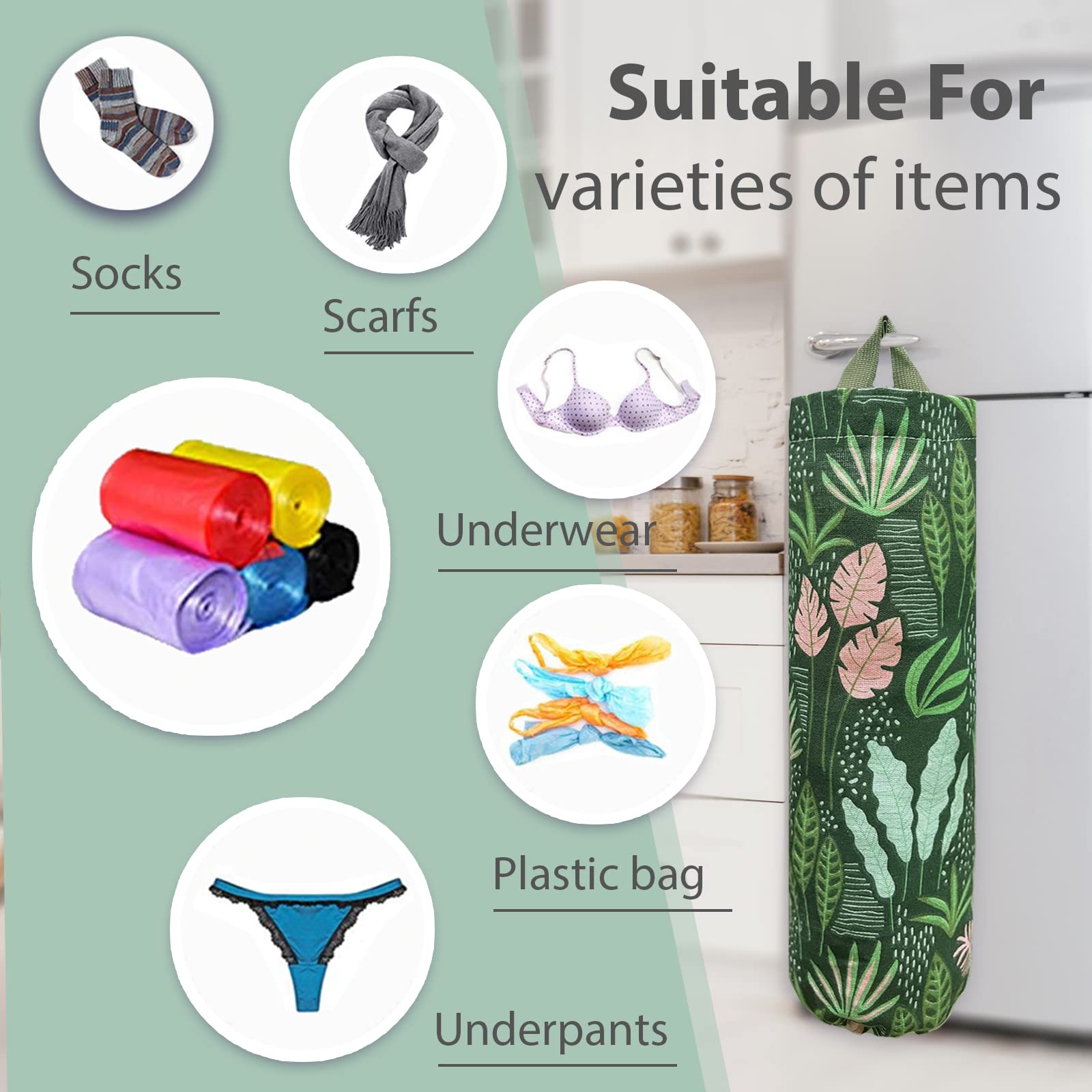 Plastic Bag Holder，Reusable Grocery Bag Holder，Wall Mount Plastic Bag Organizer Shopping Bags Carrier，Washable Large Grocery Bag Storage Dispenser for Home Kitchen Travelling Decor, 1 Pack，Alpaca