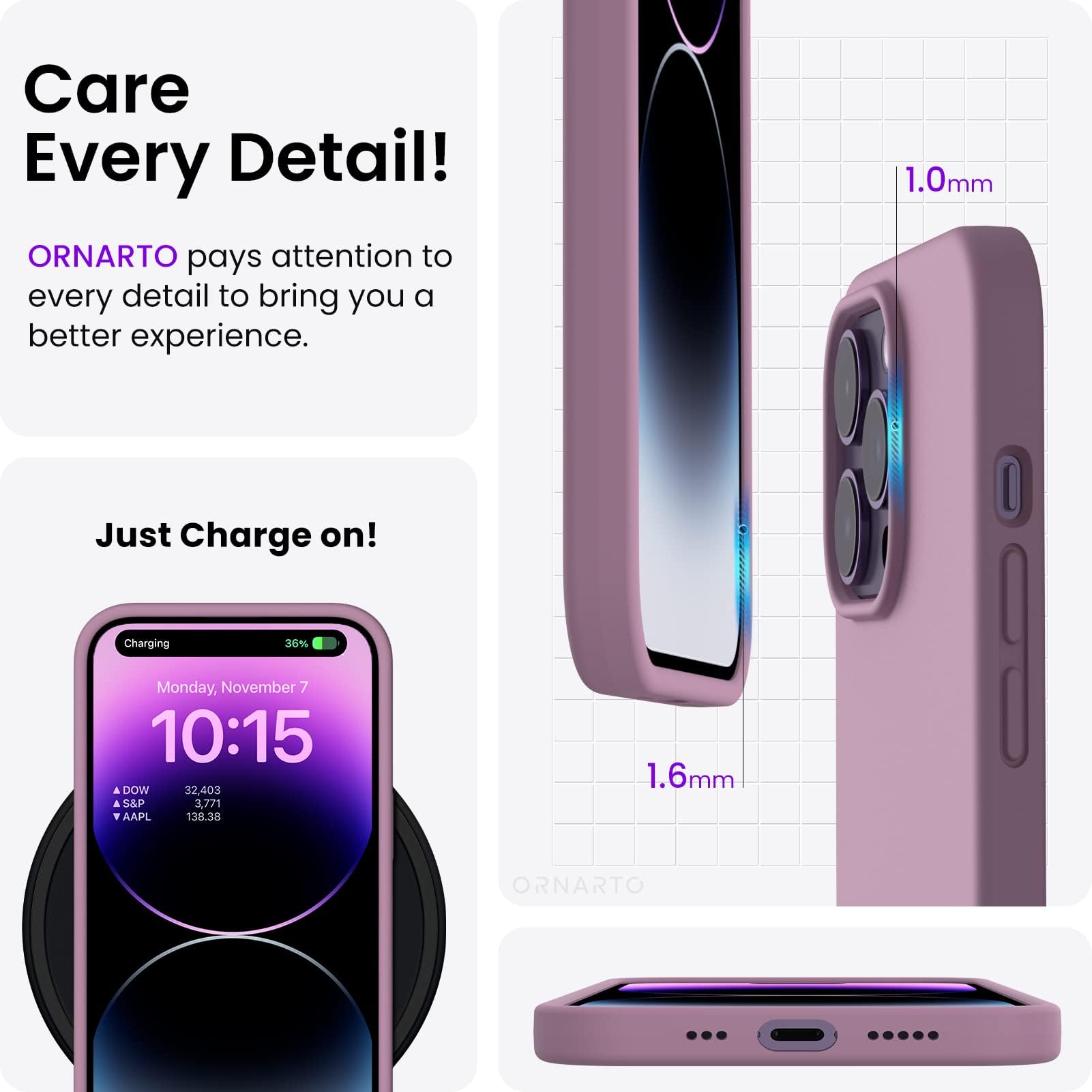 ORNARTO Compatible with iPhone 14 Pro Case 6.1, Slim Liquid Silicone 3 Layers Full Covered Soft Gel Rubber Phone Case Protective Cover with Microfiber Lining 6.1 inch-Baby Blue