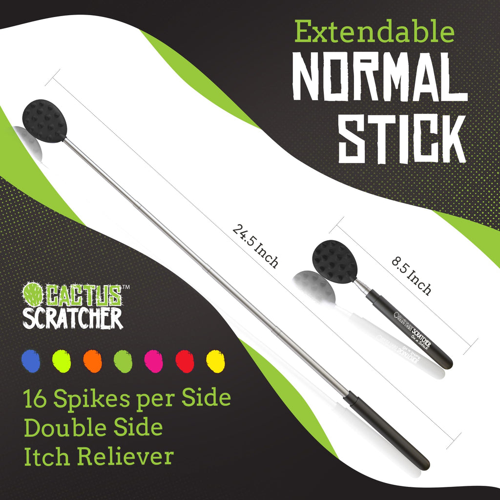 Cactus Scratcher Extendable Big Stick Back Scratcher - Extends 29" Long Double Sided Retractable Scratching Tool for Hand, Neck, Head, and Body - Universal Gift for Family, Pets, and Friends, Glow