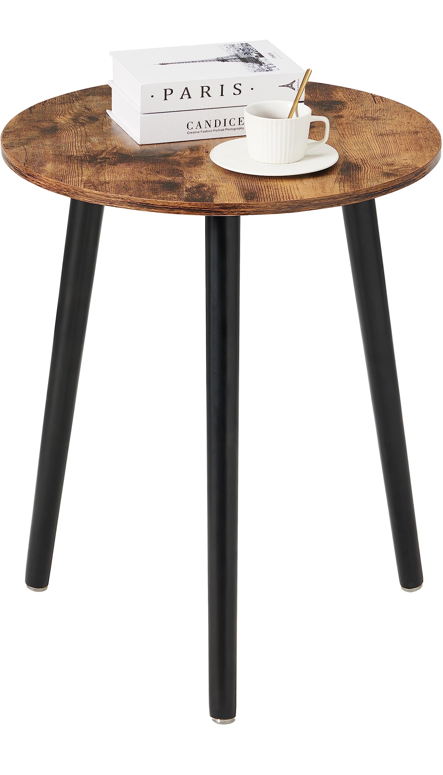Apicizon Black Round Side Table, Black End Table Bedside Table Nursery with Wood Legs, Nightstand for Living Room, Bedroom, 16.5 x 20.5 Inches