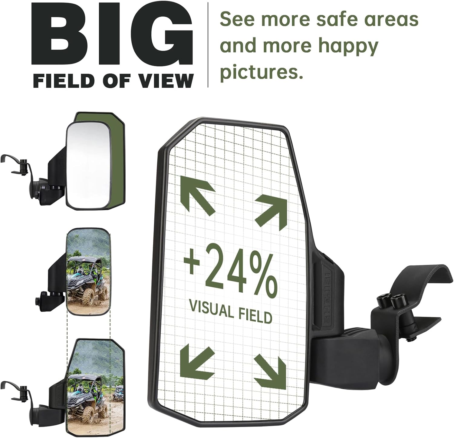 Ranger Side Mirrors,The Spring Back Feature Allows Easy Reset After Fold,2024 New SHEJISI UTV Mirrors Compatible with Polaris Ranger 570 900 1000,Polaris General,Can Am Defender HD 10 8,2021+Commander