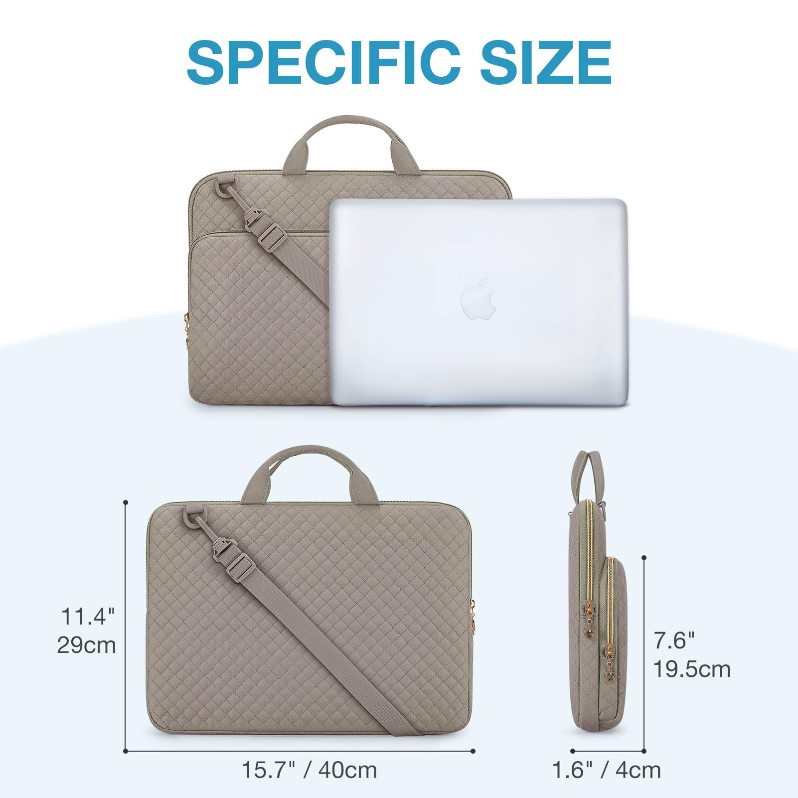 BAGSMART Laptop Case Compatible with 13-13.3 inch Notebook,Compatible with MacBook Pro 14 Inch,MacBook Air,Protective Carrying Bag with Pocket,Handles, Beige