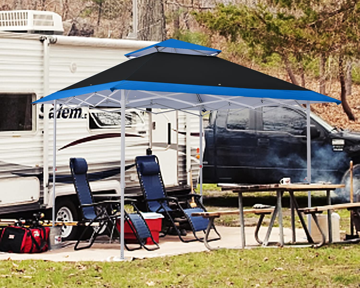 COOSHADE 13x13Ft Pop Up Canopy Tent Instant Folding Shelter 169 Square Feet Large Outdoor Sun Protection Shade(Grey)
