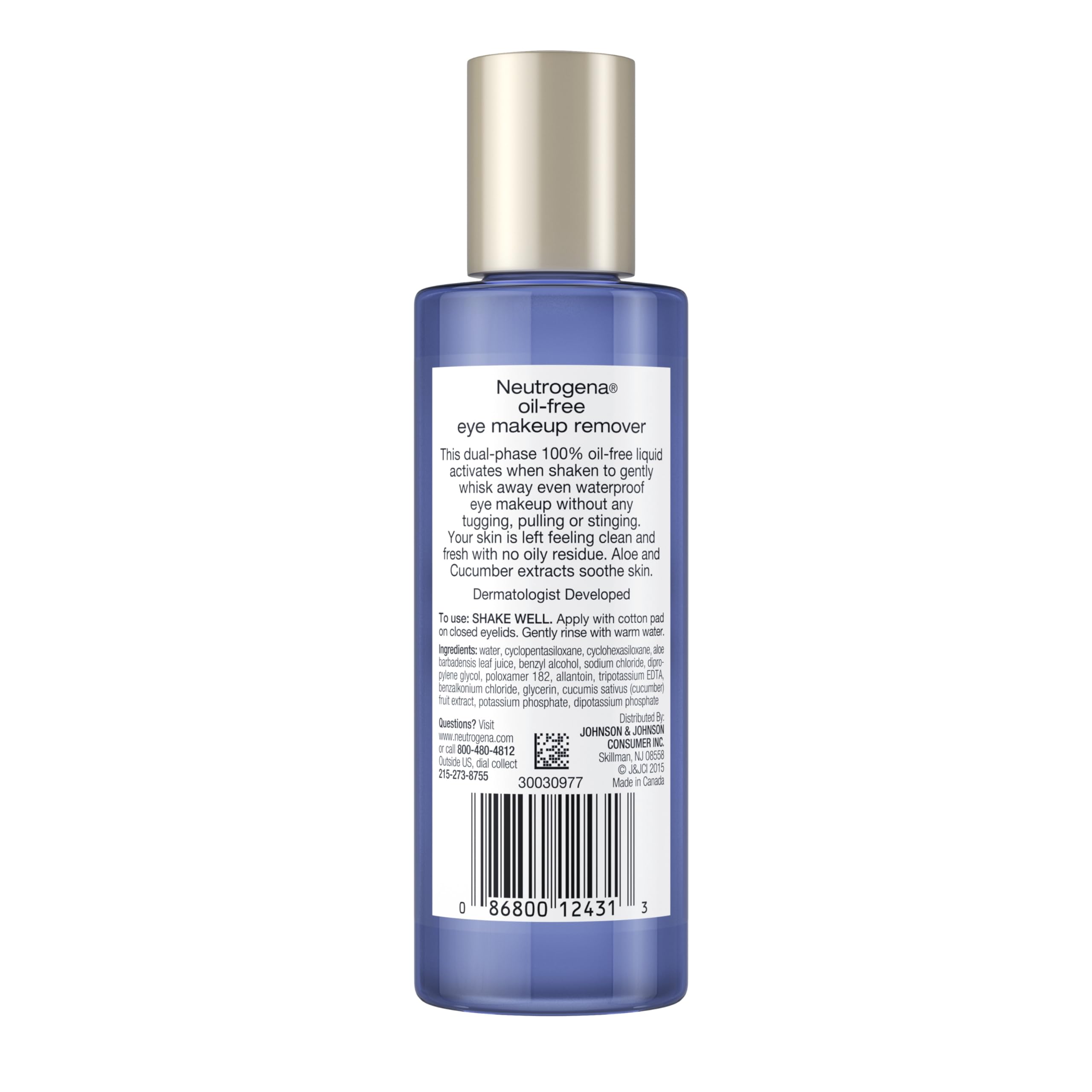 Neutrogena Gentle Oil-Free Eye Makeup Remover & Cleanser for Sensitive Eyes, Makeup Remover for Waterproof Mascara, Dermatologist & Ophthalmologist Tested, 3.8 fl. oz