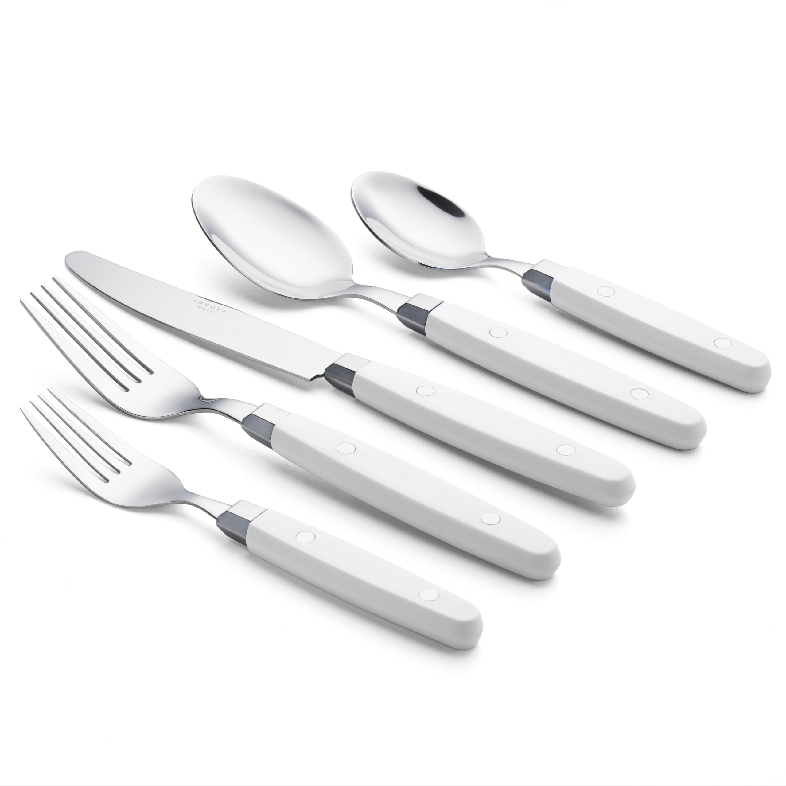 ANNOVA Silverware Set, Retro/Rivet Colorful Stainless Steel Tableware Kitchen Flatware Set Utensils, Includes Dinner Knives, Forks, Spoons, Salad Forks & Dessert Spoons (Brown, 20 Pieces)