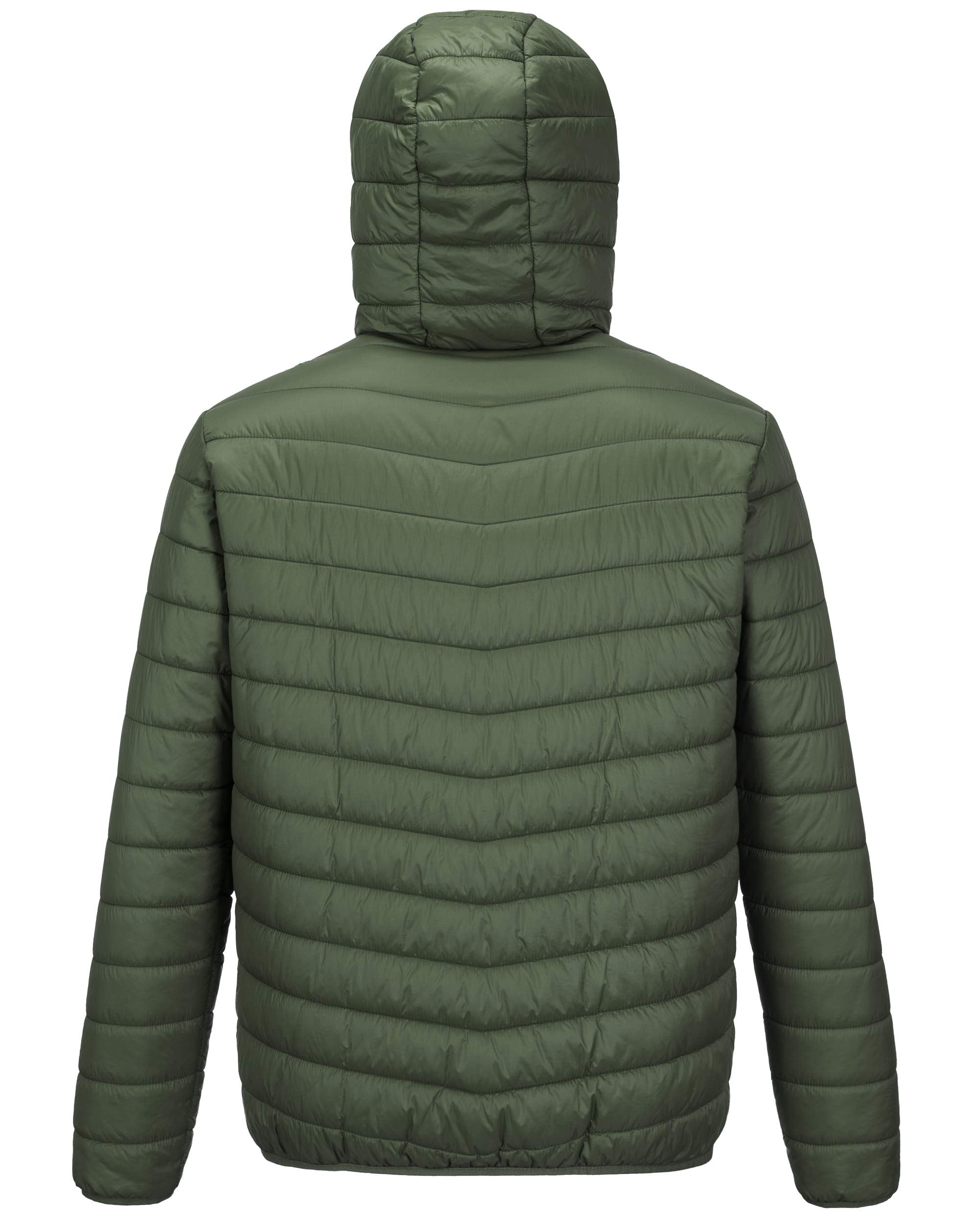 Outdoor Ventures Men's Lightweight Packable Hooded Puffer Jacket Insulated Winter Coat for Snow Ski Traveling