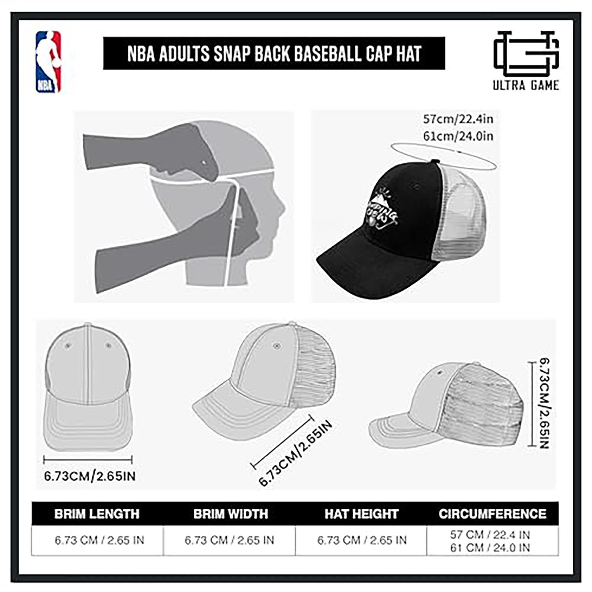Ultra Game Men’s NBA Official Twill Snap Back Ultimate Baseball Cap Hat