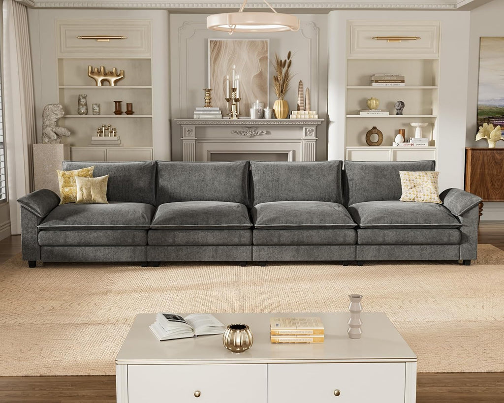 Homall 80" Modular Sectional Sofa, Loveseat Sofa Couch with Double-Layer Cushion, DIY Combination Chenille Deep 2-Seat Cloud Couch for Living Room, Apartment (Bright Grey, Loveseat Sofa)