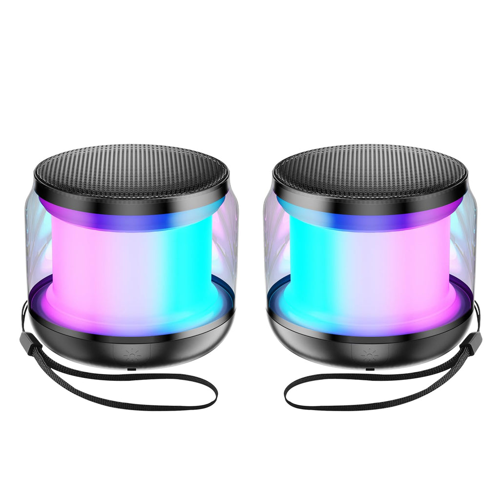 Mini Portable Bluetooth Speaker, TWS Pairing Bass LED Lights, Rechargeable | Long Playtime, Stereo Sound, BT 5.3, Home & Outdoor, AUX Input, TF Card, Lanyard, Christmas Birthday Gifts for Men Women Kids
