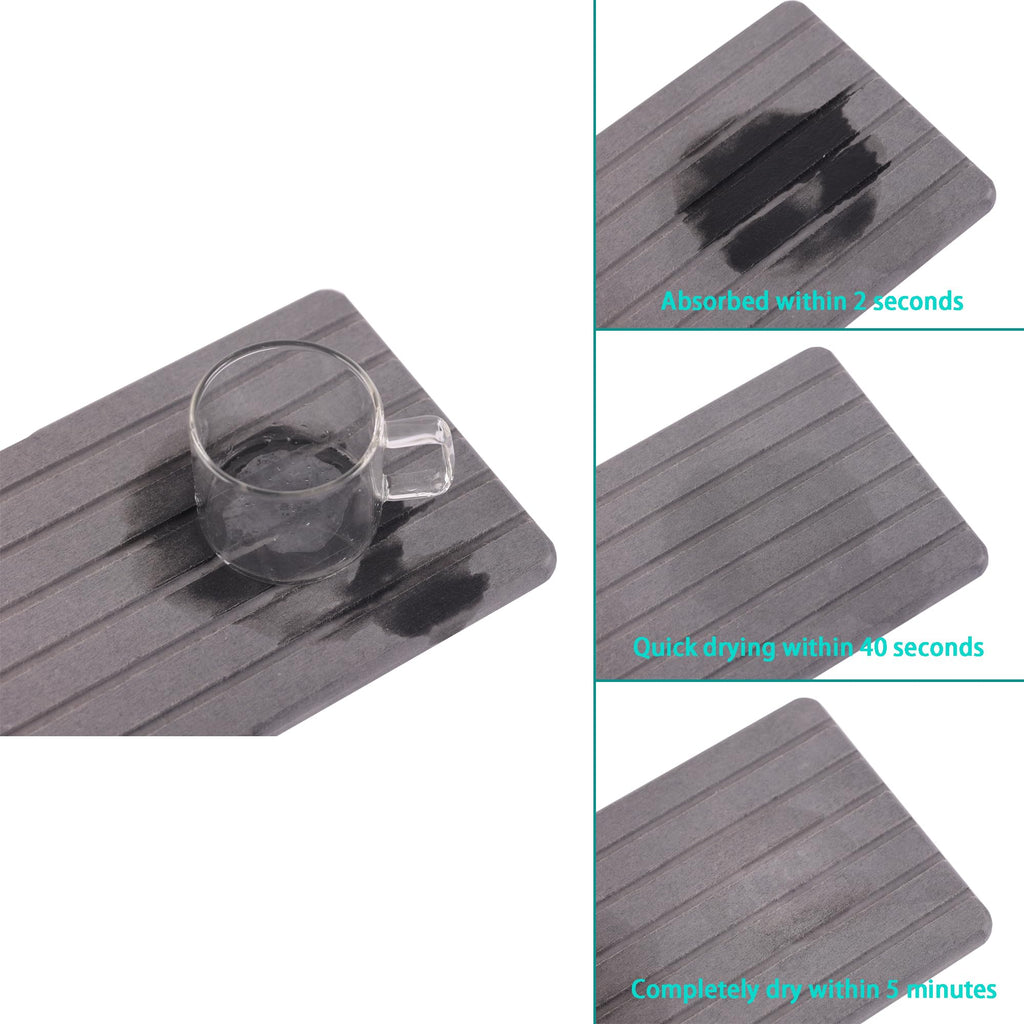 NiuYichee 2 PCS Water Absorbent diatomite Coasters, 7.1" x 3.5" Water Absorbing Stone Tray for Sink, Stone Drying mat for Kitchen Counter, Stone soap Tray Used for Hand Soaps & toiletries & Plants