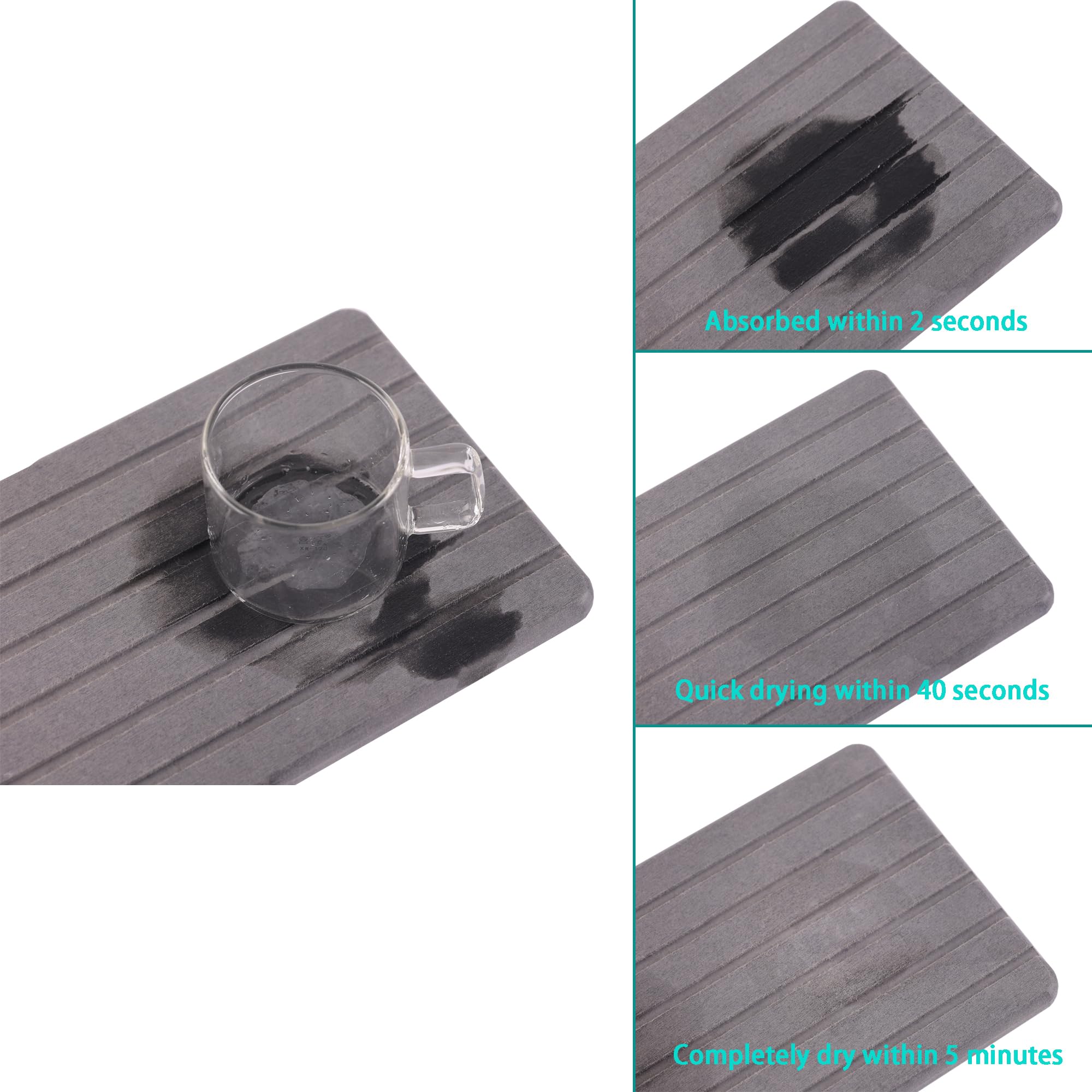 NiuYichee 2 PCS Water Absorbent diatomite Coasters, 7.1" x 3.5" Water Absorbing Stone Tray for Sink, Stone Drying mat for Kitchen Counter, Stone soap Tray Used for Hand Soaps & toiletries & Plants