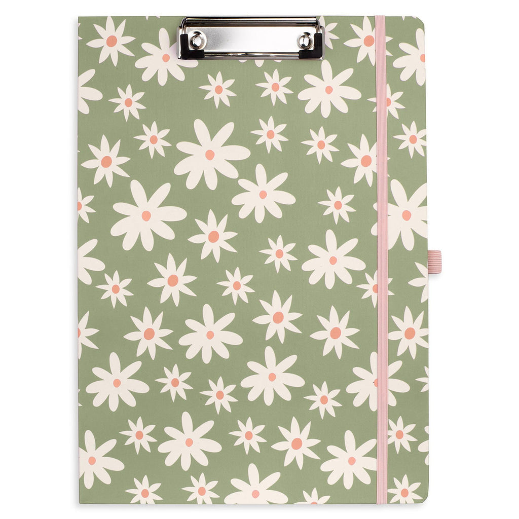 Steel Mill & Co Cute Clipboard Folio with Refillable Lined Notepad and Interior Storage Pocket, Black and White Padfolio for Work, Black Dots