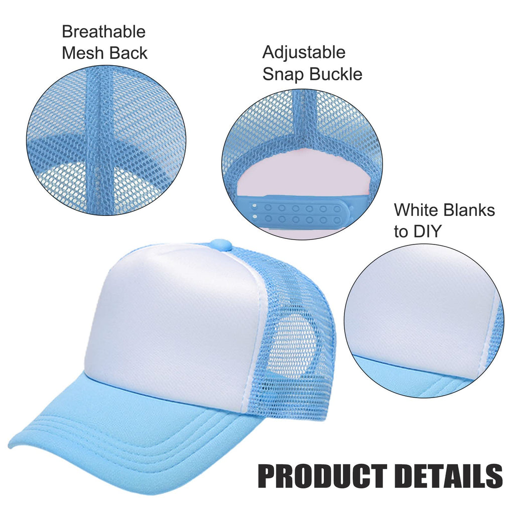 10 Pack Kids Trucker Hats Boys Girls Colorful Baseball Hats Adjustable Sublimation Blank Mesh Plain Baseball Caps