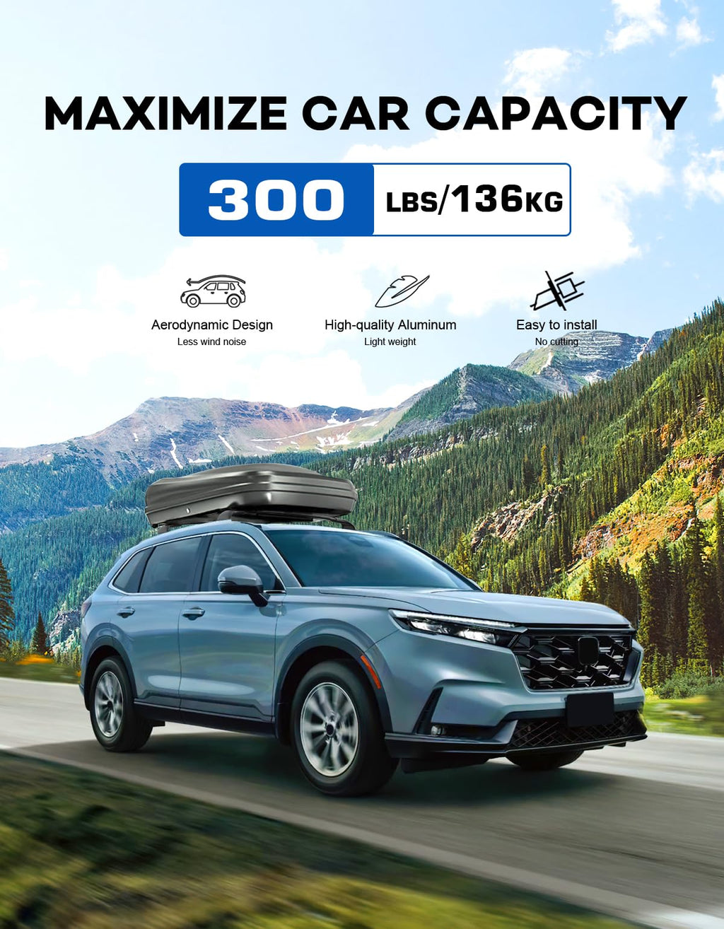 Wonderdriver Roof Rack Cross Bars 300lbs Compatible with Cadillac XT4 2019-2025,Heavy Duty All-Metal Aluminum Roof Rails Crossbars Cargo Canoe Black Rooftop Cargo Carrier Luggage.