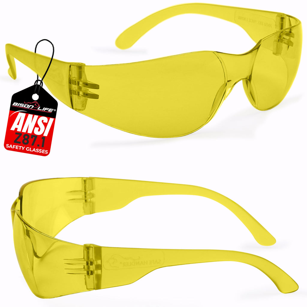 BISON LIFE Clear Safety Glasses – ANSI Z87.1 Certified Scratch & Impact Resistant Eye Protection Goggles for Men & Women