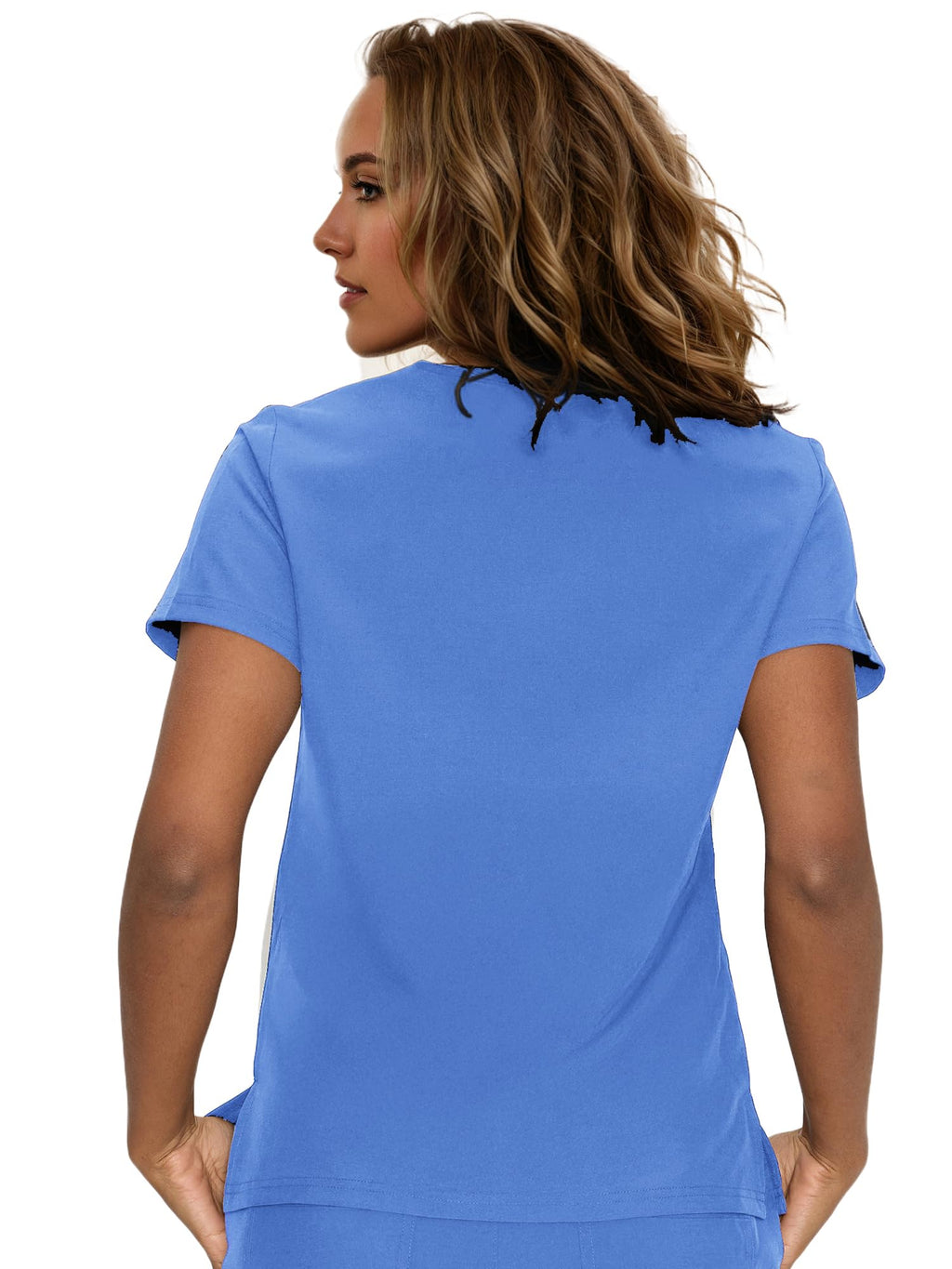floralhue Scrub Tops for Women, Curved V-Neck Scrub Tops with 3 Pockets, Soft Stretch, Easy Care