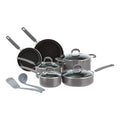 Amazon Basics Non-Stick Cookware Set, Pots and Pans with Lids, Hard Anodized Aluminum, Dishwasher Safe, Oven Safe, Black, 12-Piece