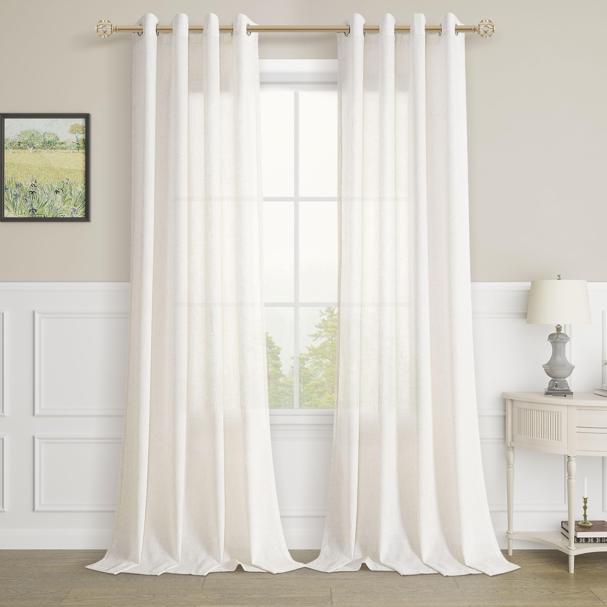Aersas Black Bedroom Linen Curtains 63 Inch Length 2 Panel Privacy Energy Efficient Semi Sheer Black Linen Drapes for Living Room Modern Farmhouse Grommet Window Curtain for Nursery Office 52x63