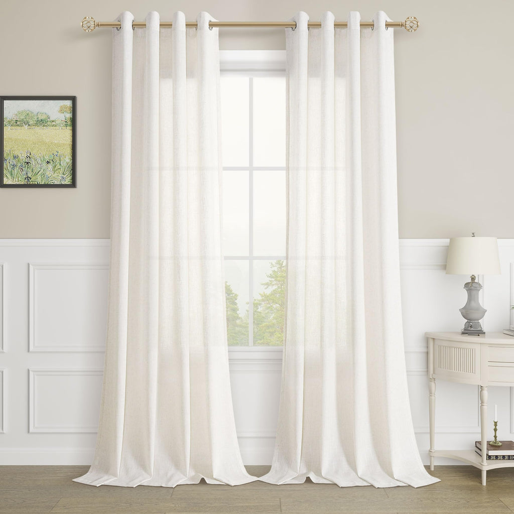 Aersas Black Bedroom Linen Curtains 63 Inch Length 2 Panel Privacy Energy Efficient Semi Sheer Black Linen Drapes for Living Room Modern Farmhouse Grommet Window Curtain for Nursery Office 52x63
