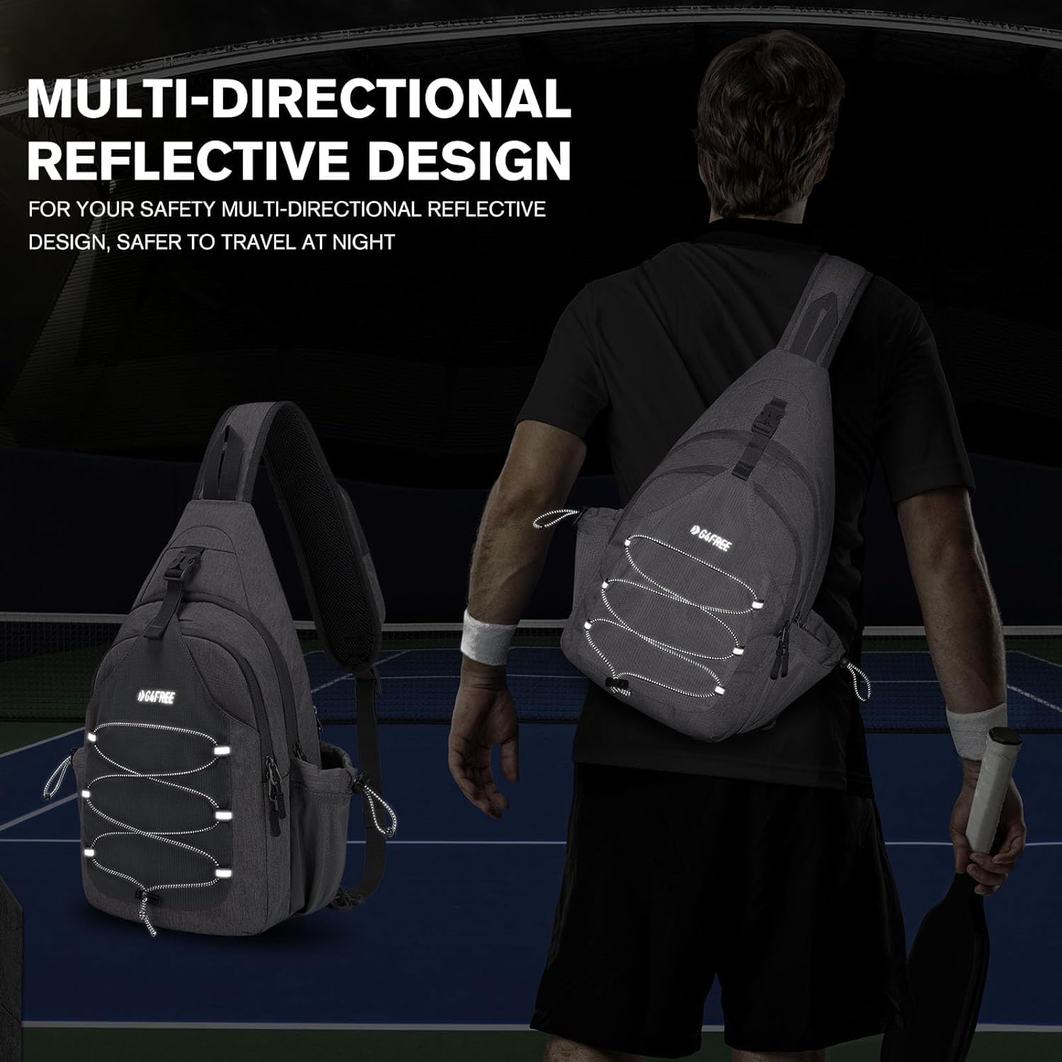 G4Free Pickleball Bag, Crossbody Sling Bag for Men Women, Pickleball Backpack, Pickle Ball Paddle Bag Gifts for Sports