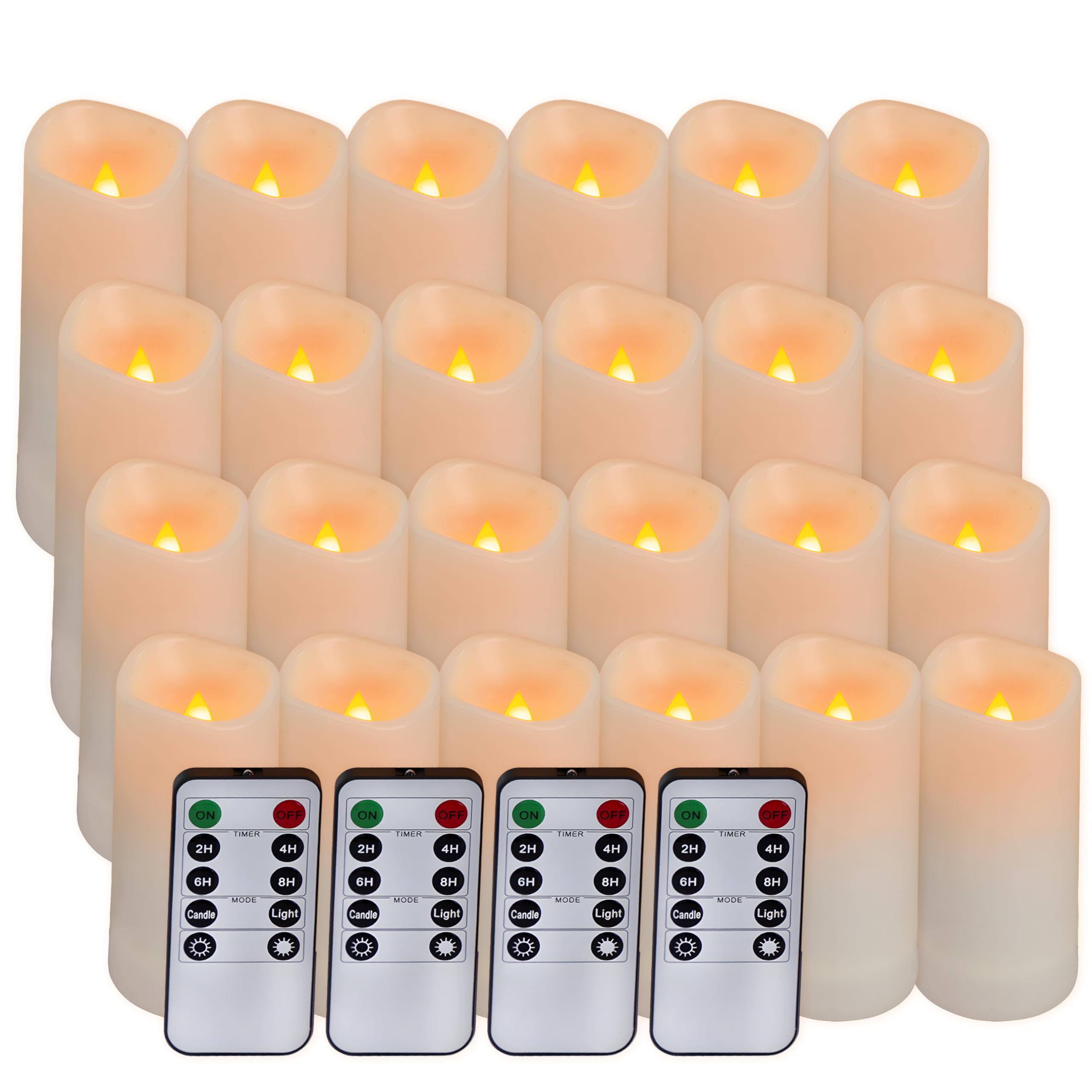 Aignis 12-Pack Waterproof Flameless Candles, 2.2" Slim Plastic Battery Operated LED Pillar Candles with 2 Remotes & Timers, Melt-Proof Fake Electric Candles for Outdoor Patio, Wedding, Home Decor