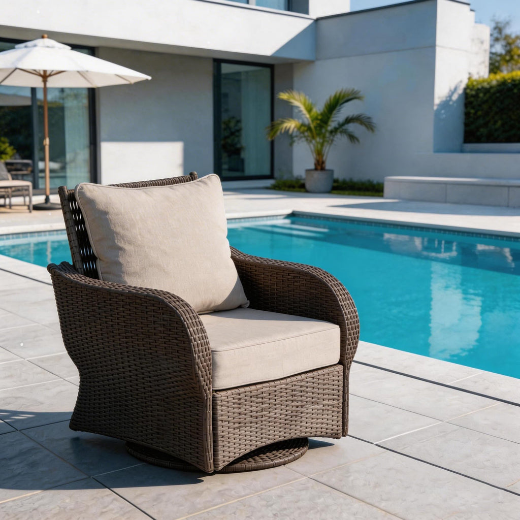 COZYVIDA 5.1" Thick Outdoor Patio Cushions Set of 2, 22"x24"x5.1" Seat, C0 Water-Resistant Breathable Fabric, UV-Resistant 1000+ Hrs, 35D Foam with Recycled Fiber Fill,Beige