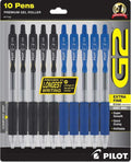 PILOT G2 Premium Gel Pens, 0.5mm Extra Fine Point, Refillable & Retractable Ballpoint Pens, 5 Black & 5 Blue, Pack of 10