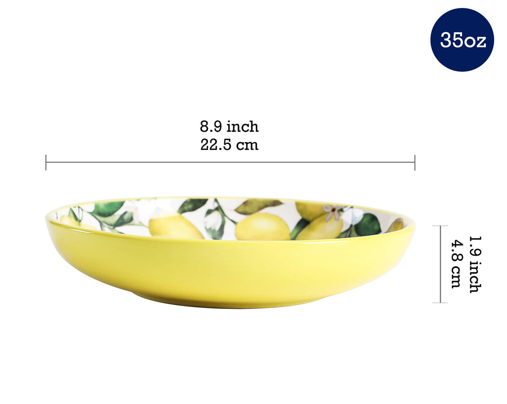 Bico Blue Talavera Pasta Bowls, 35oz Salad Bowl Set of 4, Large Ceramic Serving Dinner Bowls for Soup and Cereal, Microwave and Dishwasher Safe, Gift for Housewarming and Thanksgiving