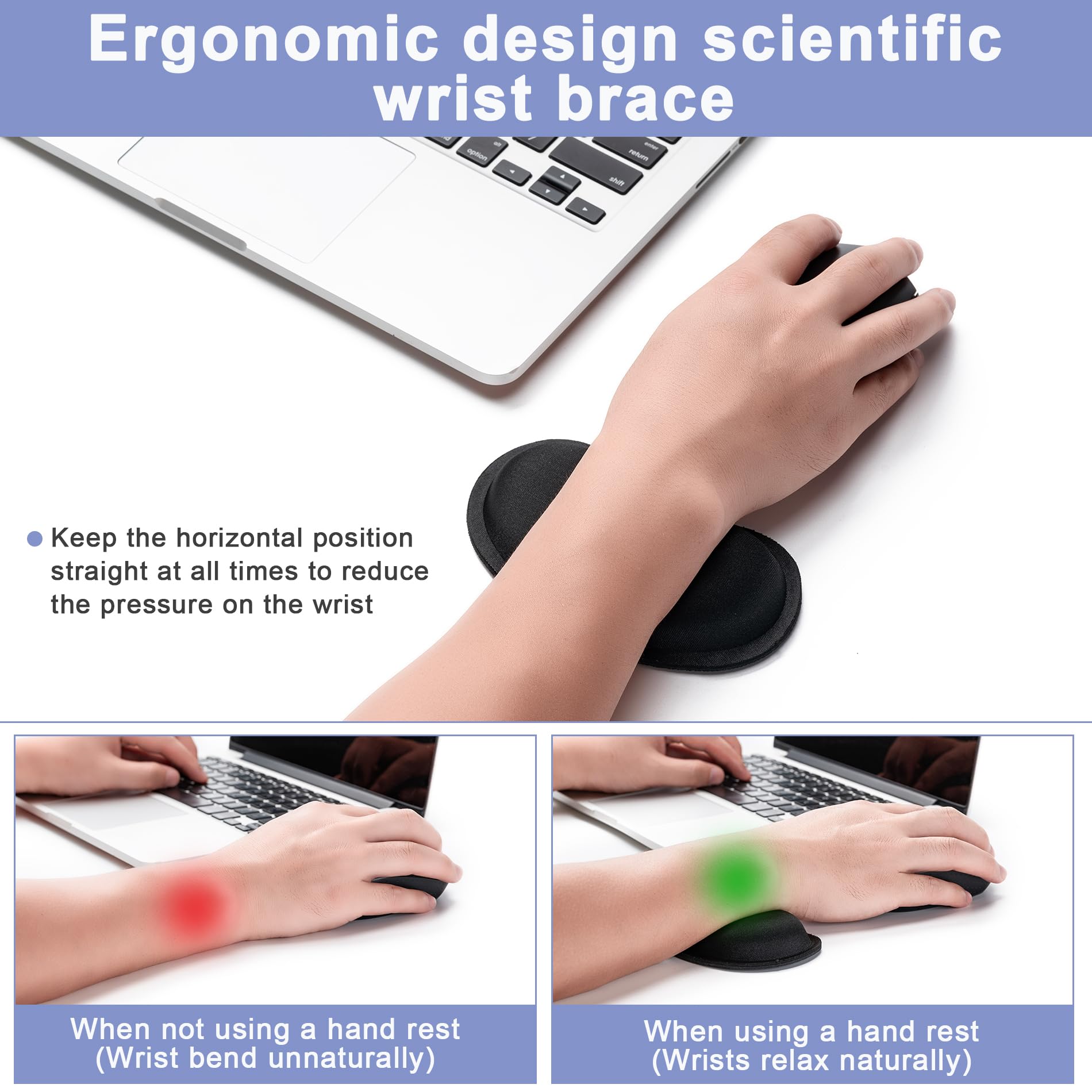 Hoewina Keyboard Wrist Rest,Ergonomic Wrist Rest,Superfine Fabric and Gel Memory Foam Wrist Pad for Computer Keyboard for Easy Typing & Pain Relief, Suitable for Office, Family, Outdoor, Bean Green
