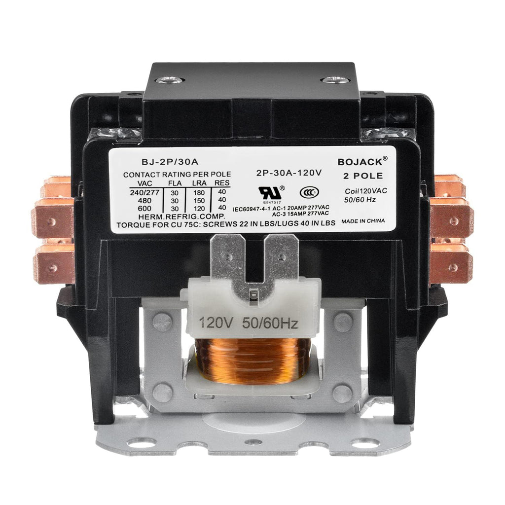 BOJACK 2 Poles FLA 30 Amp Coil 24 VAC Air Conditioner Condenser Compressor Contactor Motor Definite Purpose AC Contactor