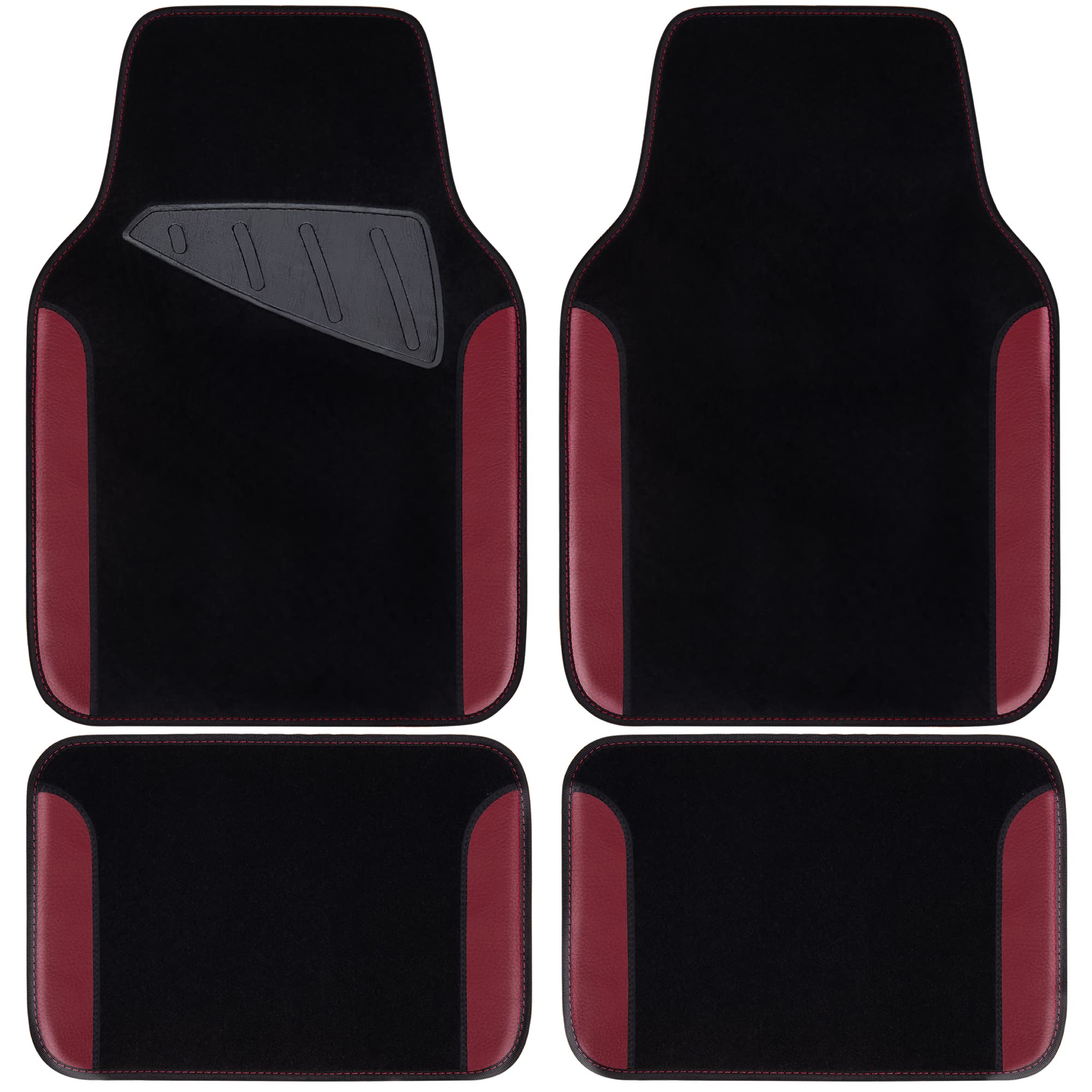 CAR PASS Beige Leather & Waterproof Car Carpet Floor Mats, Universal Car Mats Fit for SUV,Vans,sedans, Trucks,Set of 4pcs Car Carpet with Anti-Slip nibbs Driver Heel Pad (All Beige)