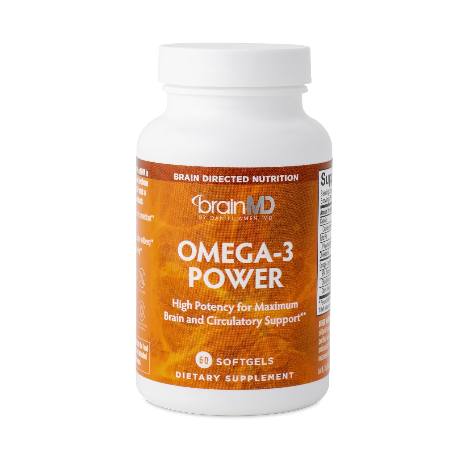 BRAINMD Omega-3 Power - 60 Capsules - Joint & Immune Support Supplement - Contains DHA & EPA - Gluten Free - Dr Amen - 30 Servings