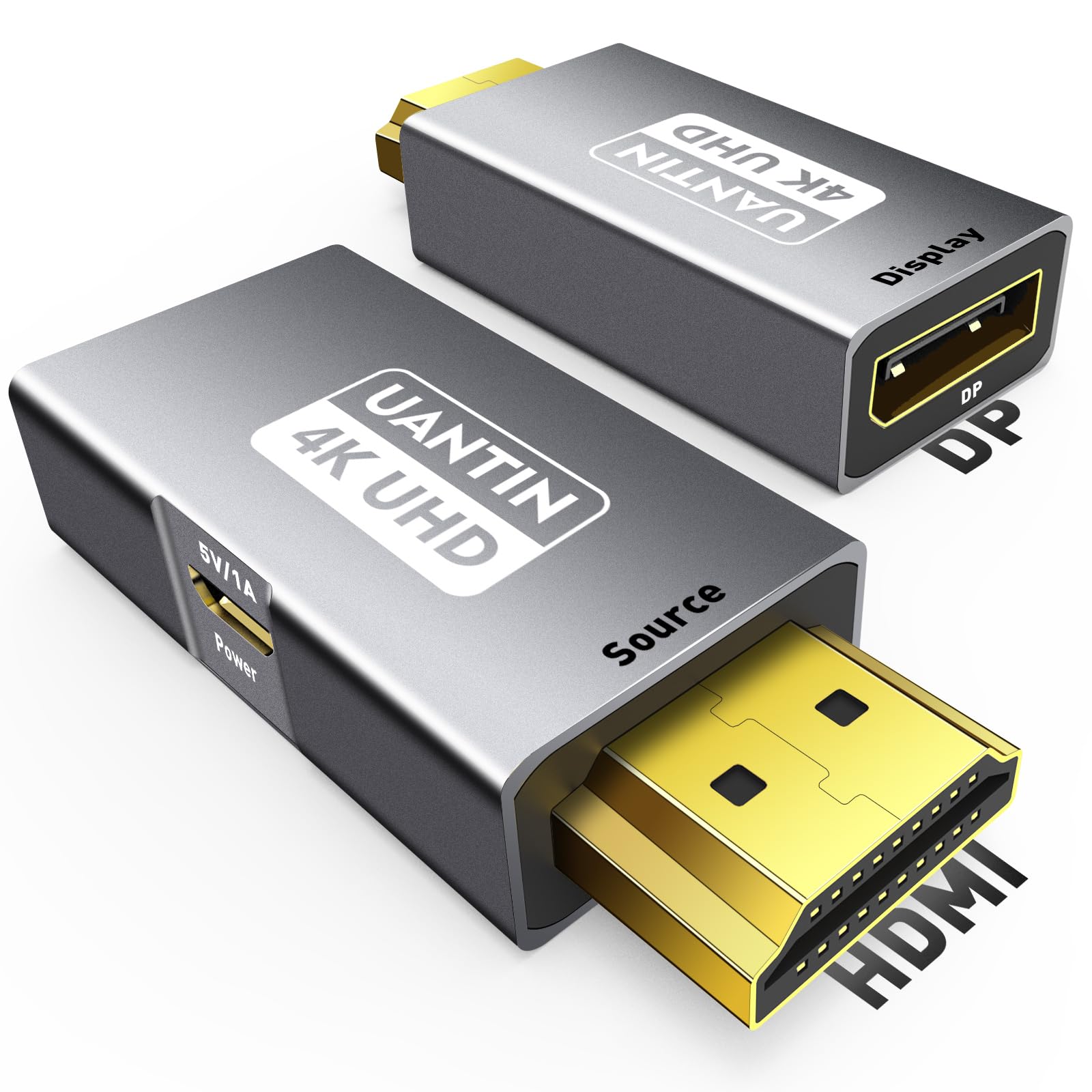 UANTIN HDMI to DisplayPort Adapter (4K 60Hz,1080p 120Hz) Uni-Directional Only, HDMI (Source) to DP (Display) Converter Male to Female for Laptop,AMD,NVIDIA,PS5,Xbox and More - 1 Pack