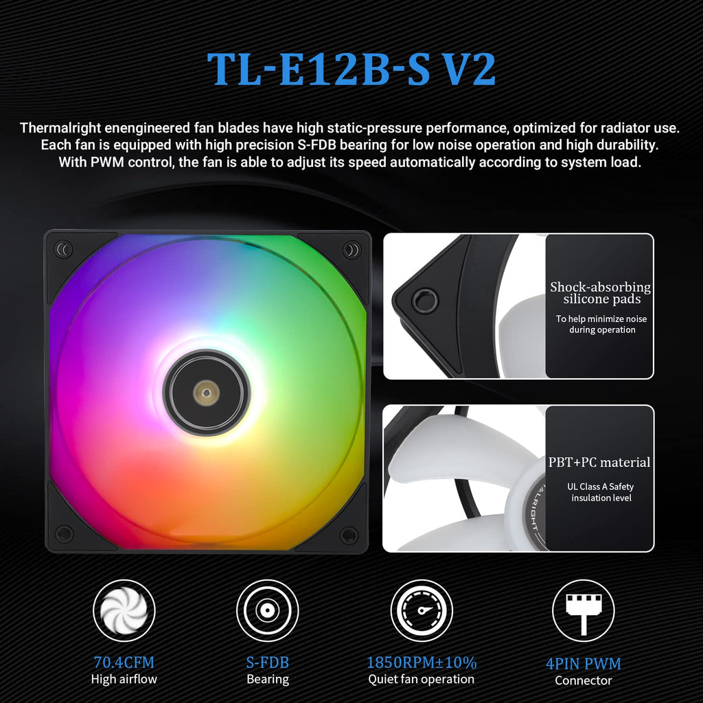 Thermalright Frozen Prism 240 Black CPU Liquid Cooler,Efficient PWM Controlled Pump 3300RPM,TL-E12 Series PWM Fan×2,Water Cooling Computer Parts,for AMD AM4/AM5,Intel LGA1150/1151/1200/1700/1851