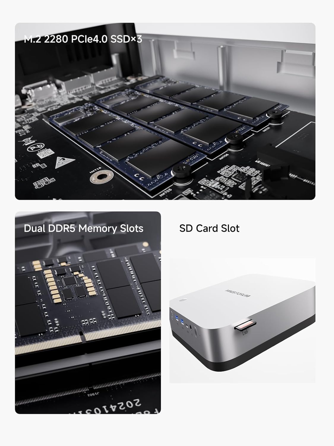 MINISFORUM Mini PC AI X1 Pro AMD Ryzen AI 9 HX370(12Cores/24 Threads)&AMD Radeon 890M Mini Gaming PC,96GB DDR5 2TB SSD,8K Quad Output(HDMI+DP+2xUSB4),Dual 2.5 LAN/WIFI7/BT5.4/Oculink,Copilot PC