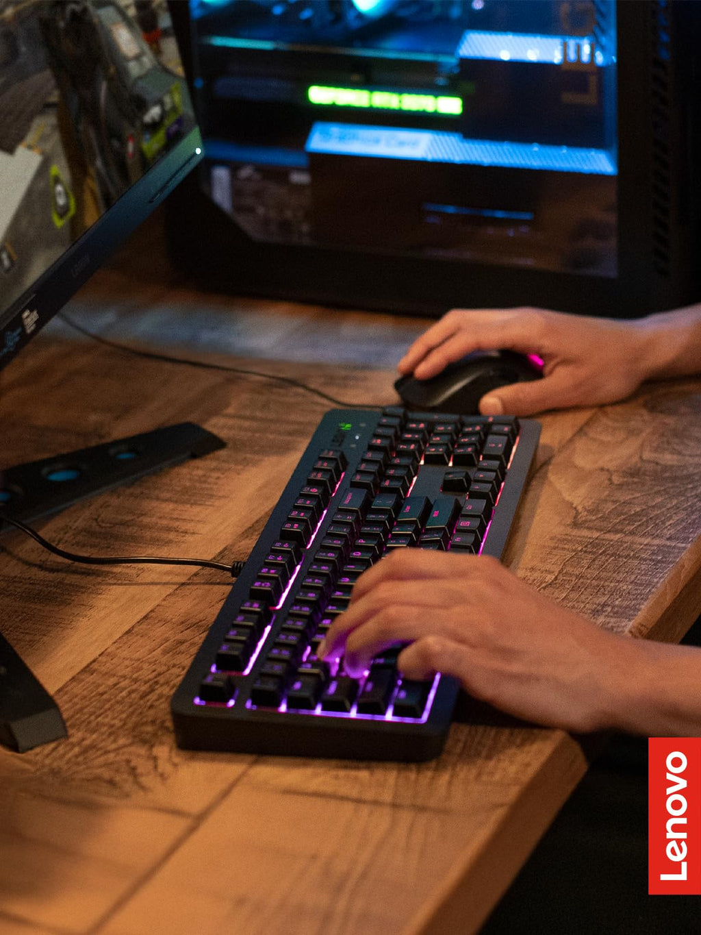 Lenovo Legion KM310 RGB Wired Gaming Keyboard & Mouse Combo - K310 Keyboard w/Silent Operation & Compact Water-Resistant Design - M300S Mouse with 8000 Adjustable DPI, 220 IPS, 6 Programmable Buttons