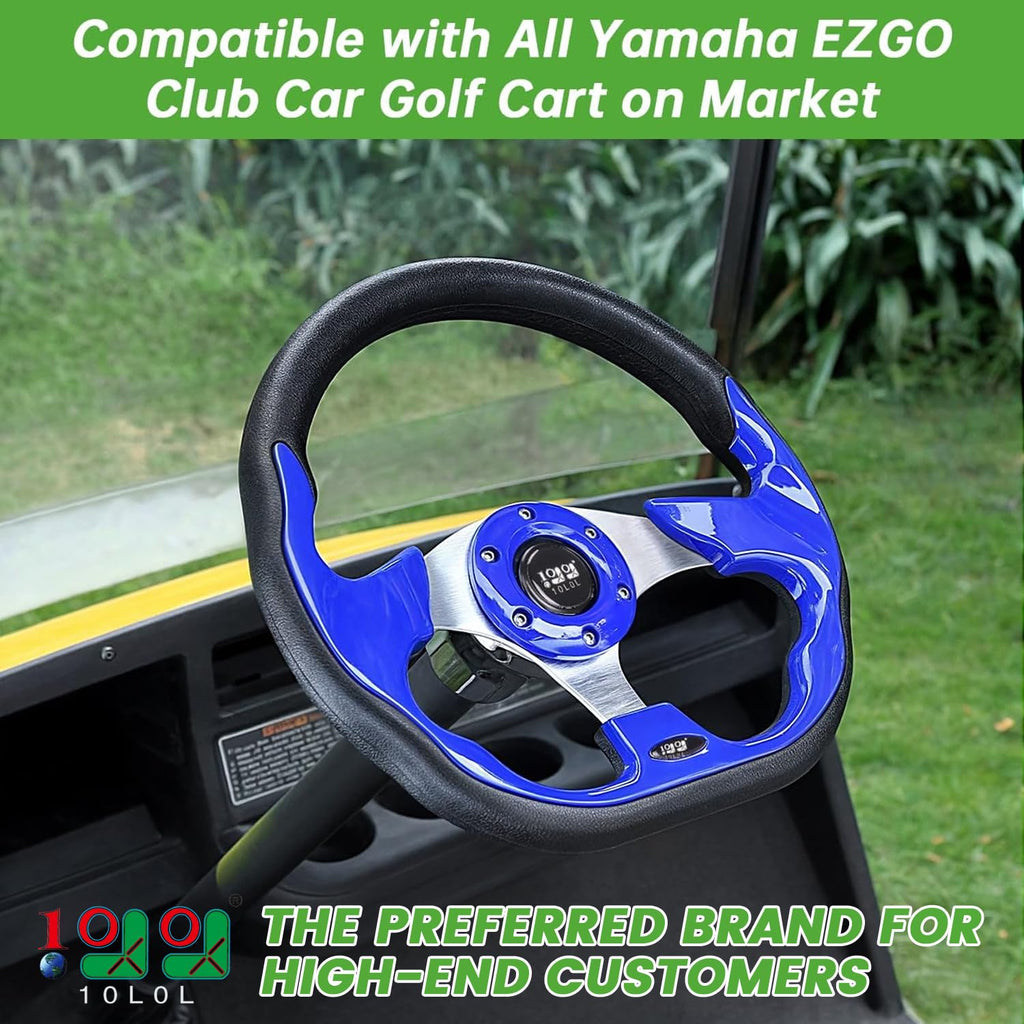 10L0L Golf Cart Steering Wheel, 13' Universal Fit for EZGO TXT/RXV, Club Car DS/Precedent, Yamaha G2-G29 (Carbon Black)