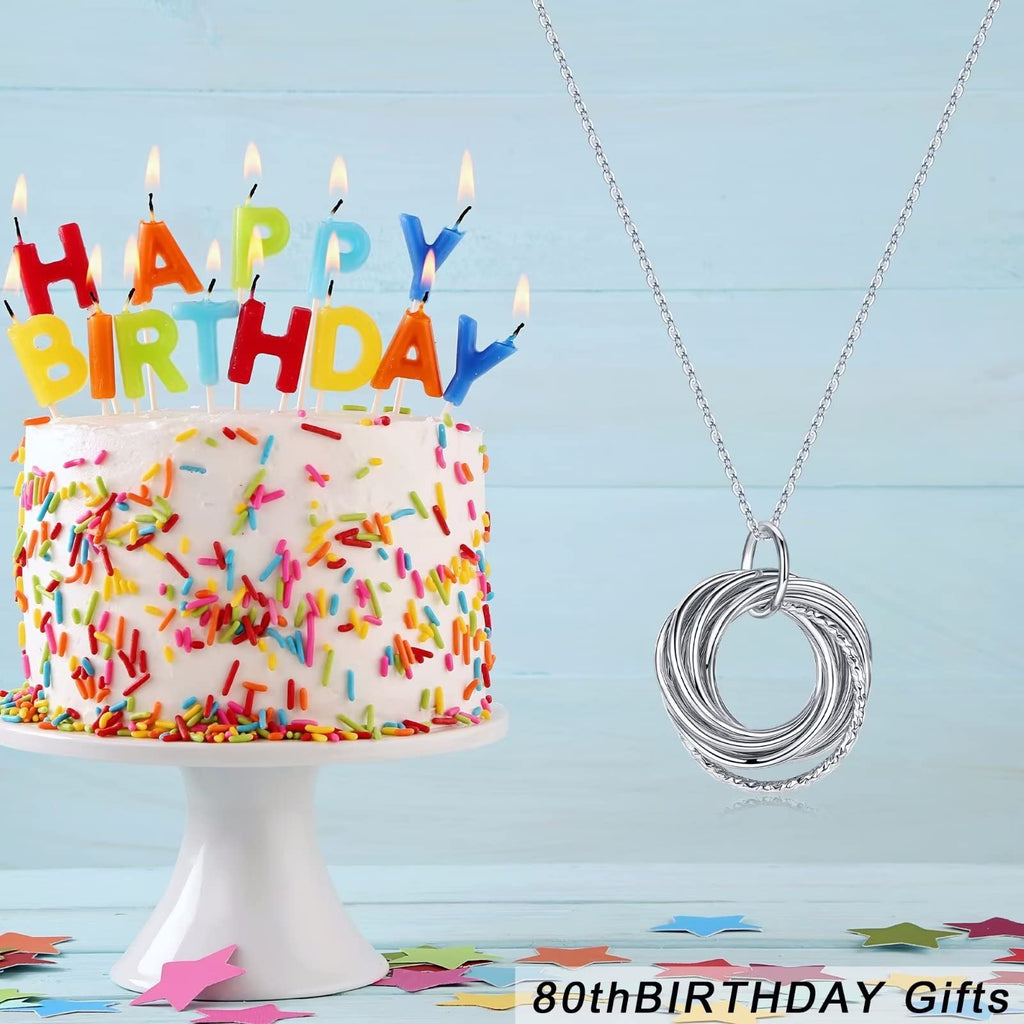 IEFLIFE Birthday Gifts for Women, Sterling Silver Chain Birthday Necklaces, 40th 50th 60th 70th 80th 90th Birthday Necklace, 40 50 60 70 80 90 Years Old Birthday Gifts, 4 5 6 7 8 9 Decade Birthday Jewelry for Women