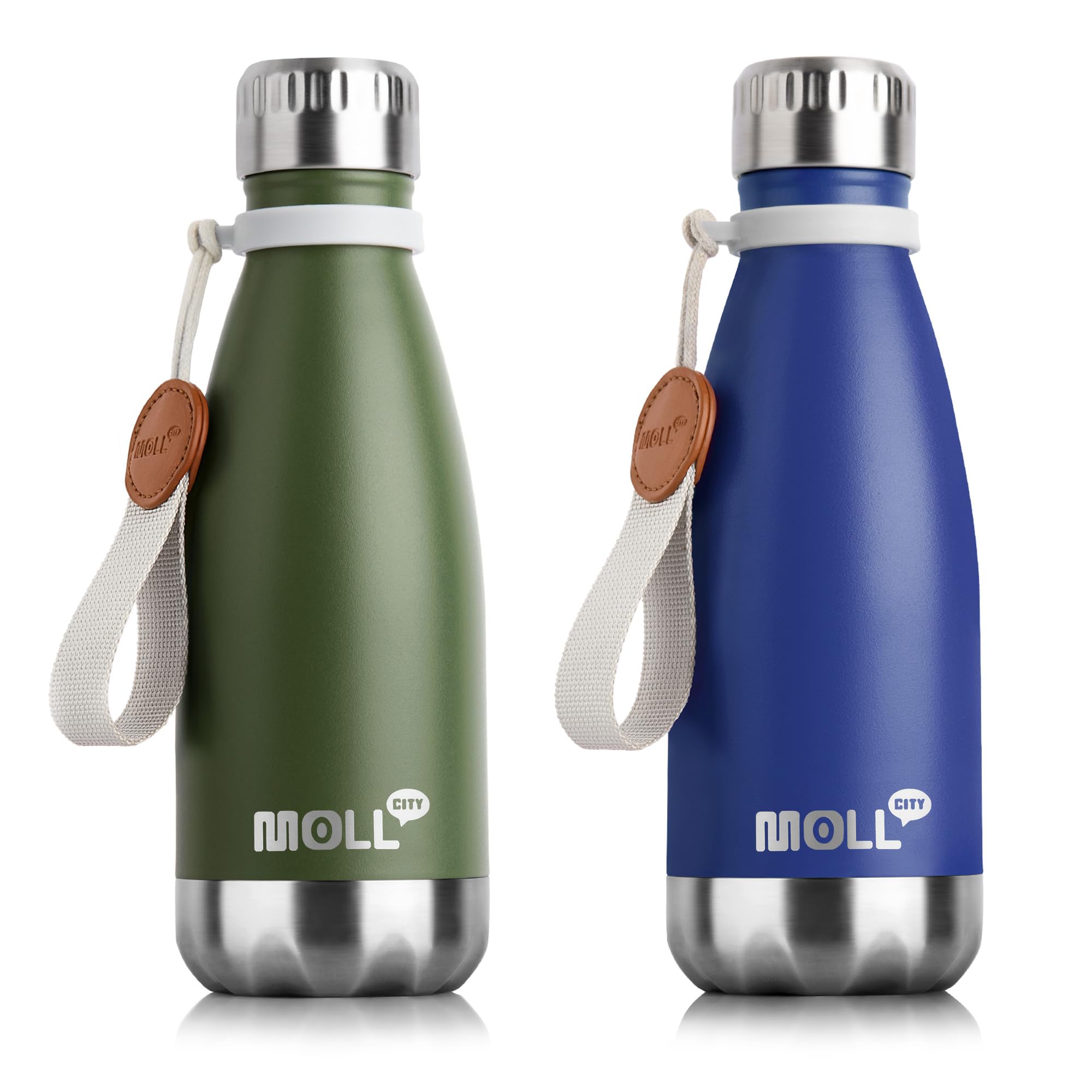 9 oz Water Bottle for Kids-Small Stainless Steel Water Bottle for School Vacuum Insulated Metal Leak Proof Cola Shape Water Flask for Boys Girls(Baby Blue)