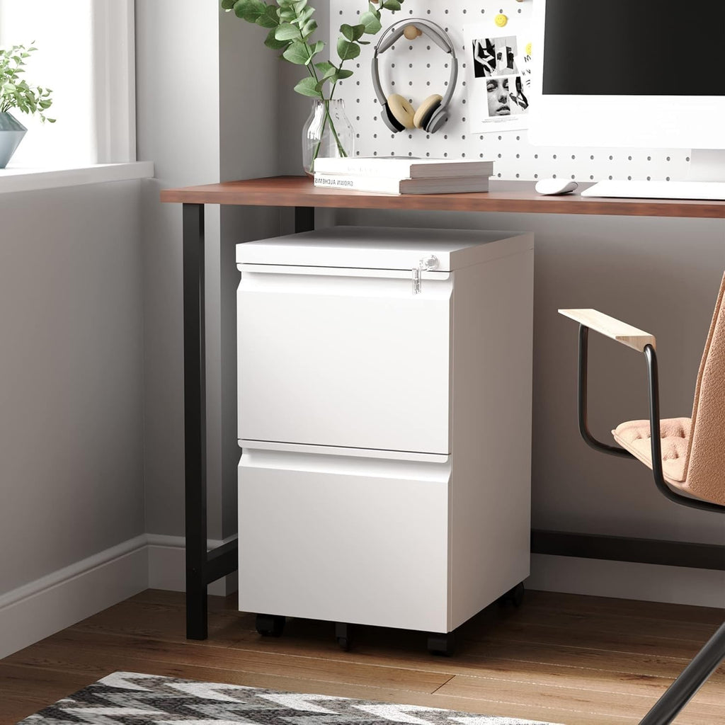 Letaya 3 Drawer Mobile File Cabinet with Lock,Under Desk Metal Small Filing Cabinets for Home Office Organizer Letters/Legal/A4(Fully Assembled Except Wheels-Black)